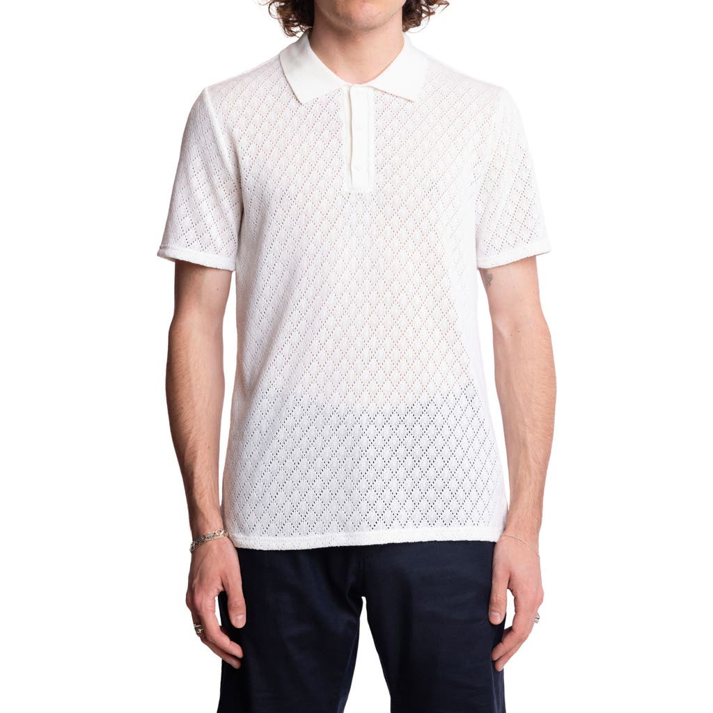 Paisley & Gray Diamond Open Knit Polo In White