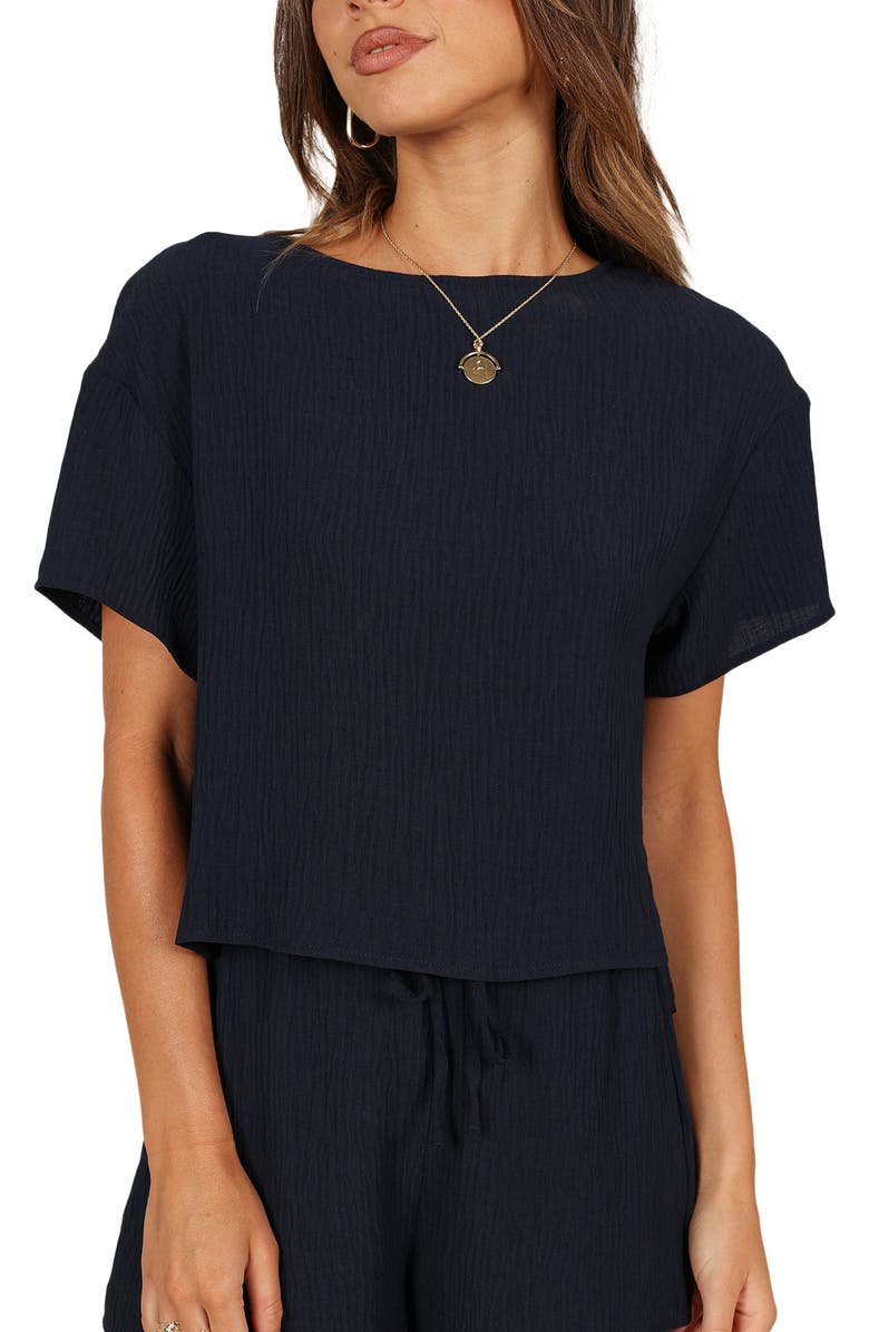 Petal & Pup Ittai T-Shirt & High Waist Shorts Set, Alternate, color, Navy