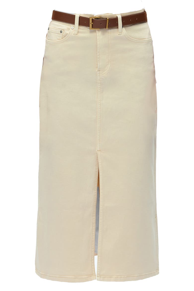 Lila Slit Hem Denim Midi Skirt, Alternate, color, BEIGE