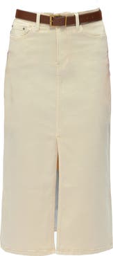 Bayeas Lila Slit Hem Denim Midi Skirt