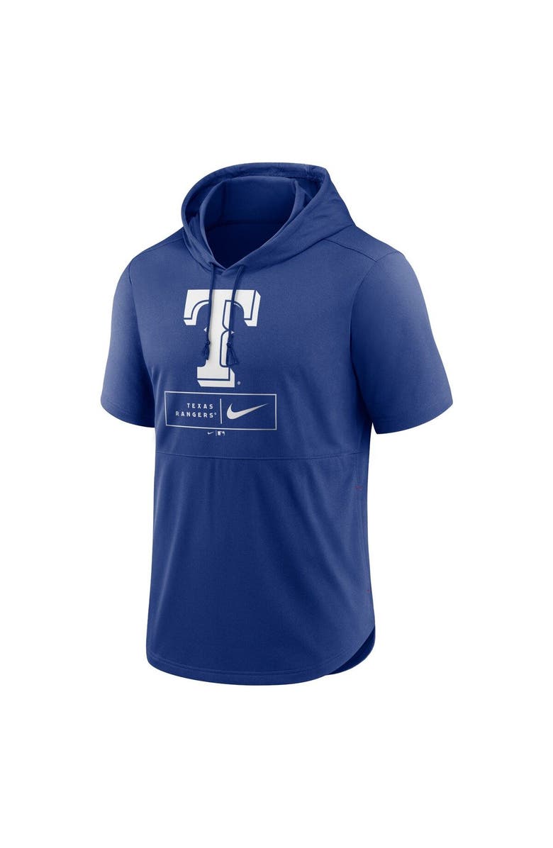 Nike Men's Nike Royal Texas Rangers Lockup Performance Short Sleeve Lightweight Hooded Top, Alternate, color, 