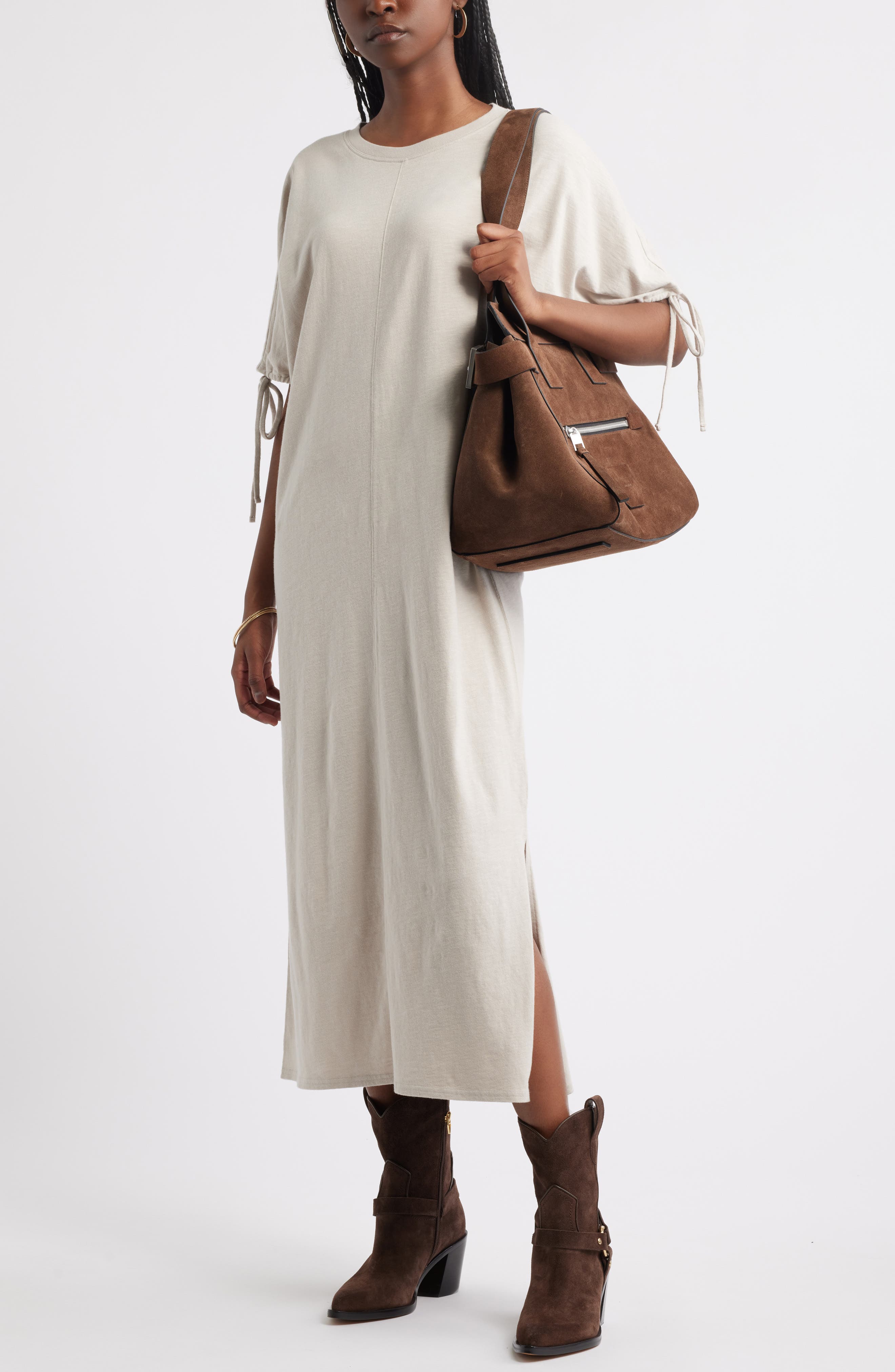 Drawstring Sleeve Knit Dress - image 2