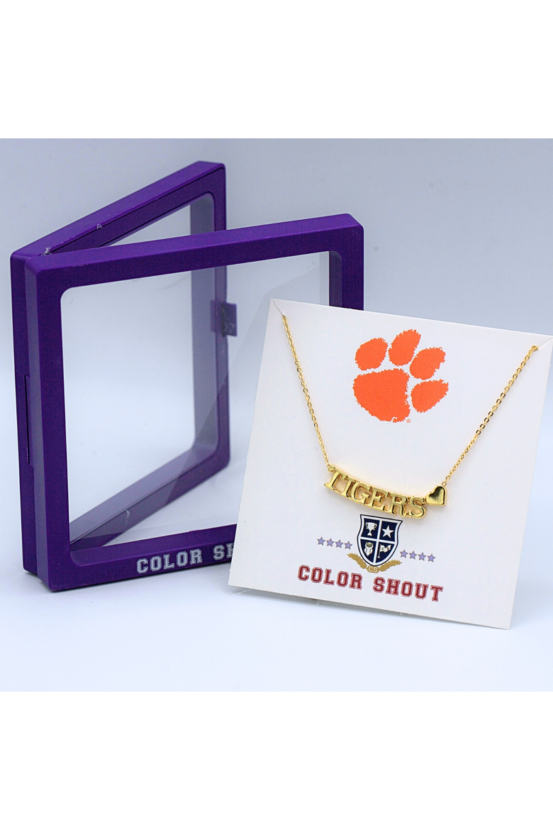 Clemson University Gold Heart  Necklace, Alternate, color, Yellow Gold