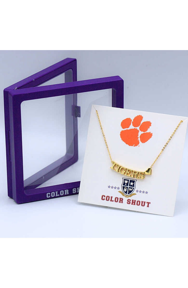 Color Shout Clemson University Gold Heart Necklace, Alternate, color, Yellow Gold