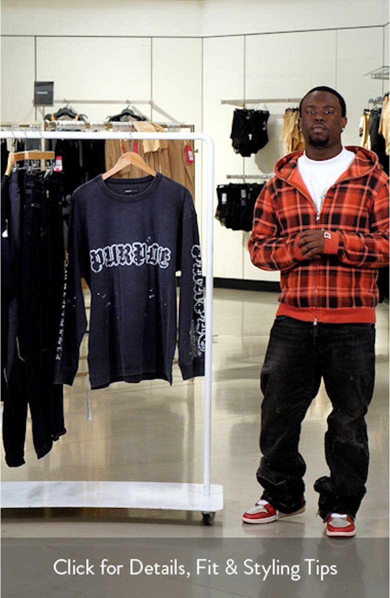 Textured Logo Long Sleeve Cotton Graphic T-Shirt, sales video thumbnail