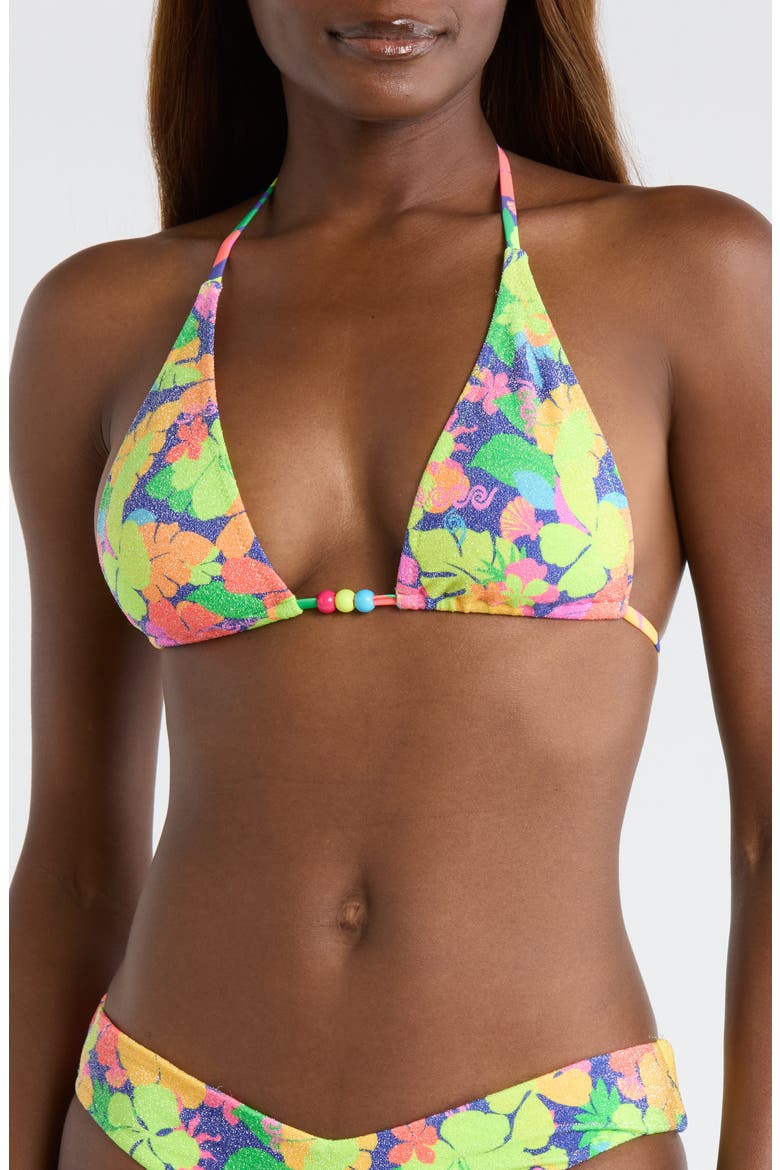 Classic Tie Halter Bikini Top, Main, color, NEON SUNSET
