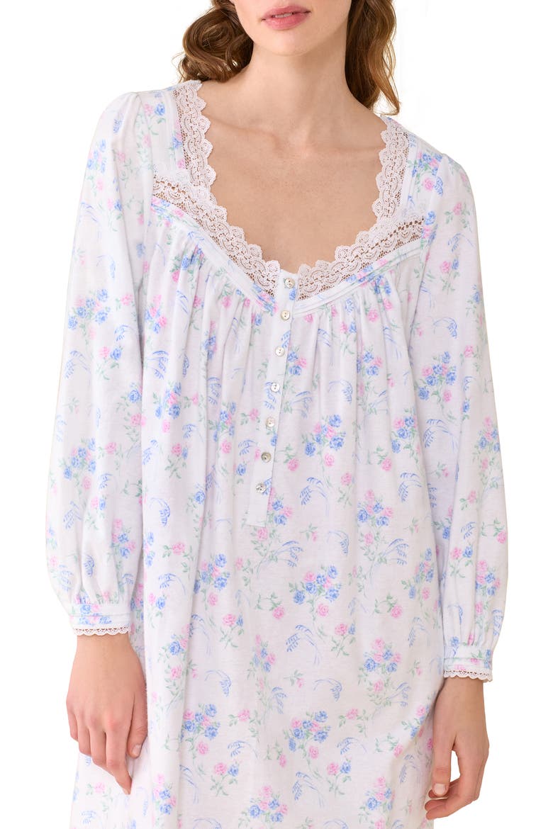 Pintuck Cotton Ballet Nightgown, Alternate, color, BLUE/PINK