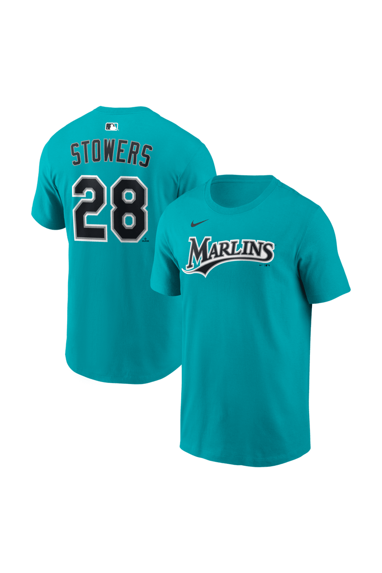 Name & Number T-Shirt Nike Kyle Stowers Teal Miami Marlins Name & Number T-Shirt, Main, color, Teal
