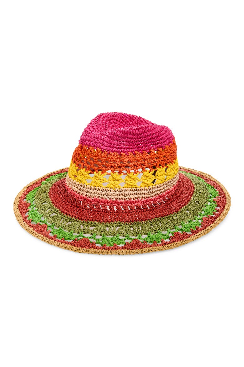 Multicolor Panama Hat, Main, color, PINK MULTI