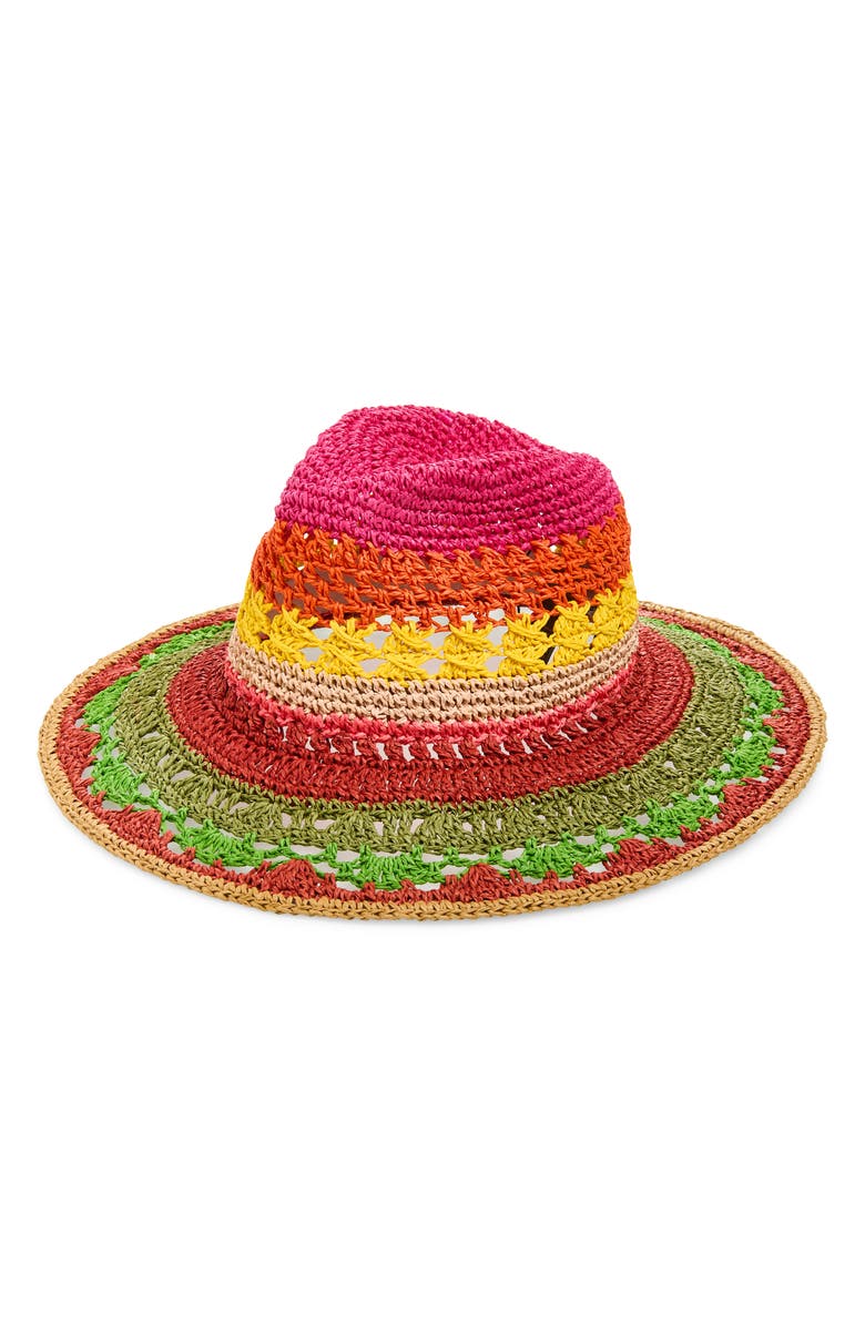 Vince Camuto Multicolor Panama Hat, Main, color, Pink Multi