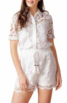 FLYING TOMATO Sheer Lace Sheer Top