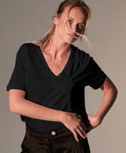 Majestic Filatures Lyocell Cotton Semi Relaxed Short Sleeve V-Neck T-Shirt