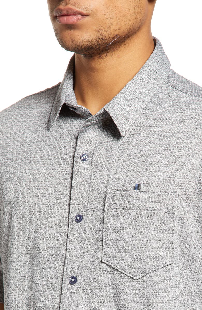 7 Diamonds Vision Of Love Slim Fit Stretch Solid Short Sleeve Button-Up Shirt, Alternate, color, 