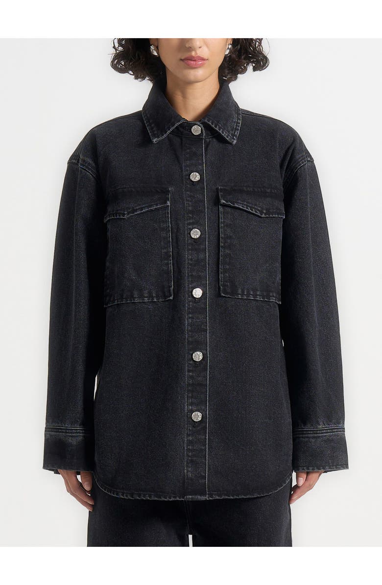 Manière De Voir Joy Denim Oversized Shirt, Alternate, color, Washed Black