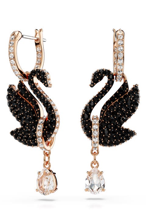 Swan Crystal Drop Earrings