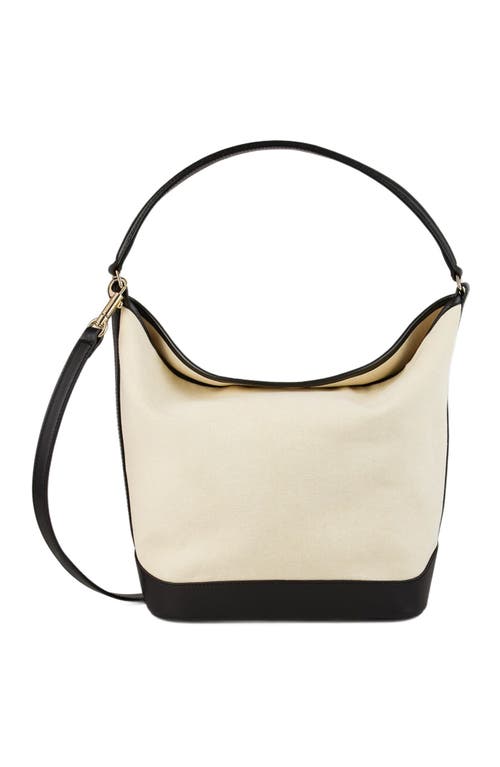 Sandro Canvas-leather Tangoso Bucket Bag In Ecru/black