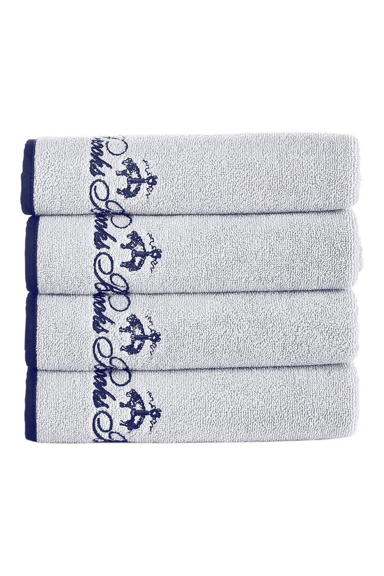 Contrast Frame 4-Pack Turkish Cotton Hand Towels, Main, color, SILVER