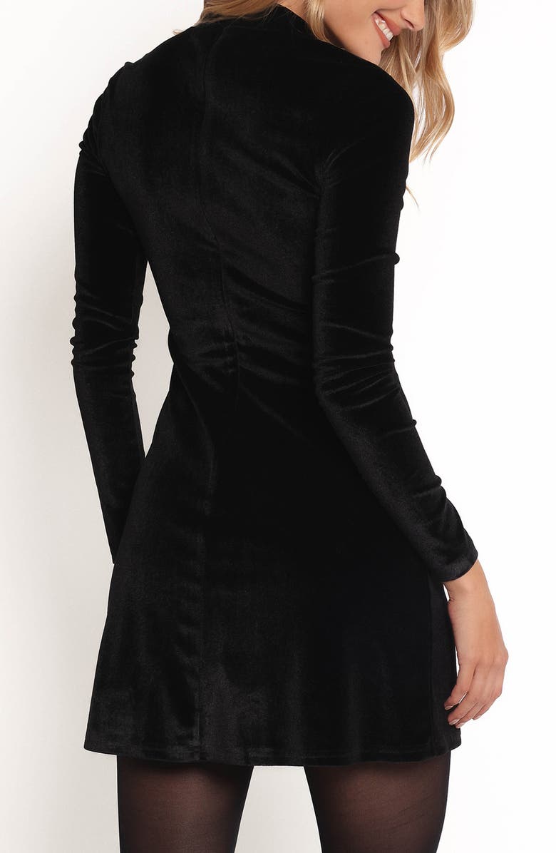 Petal & Pup Taylor Long Sleeve Velvet Minidress, Alternate, color, Black