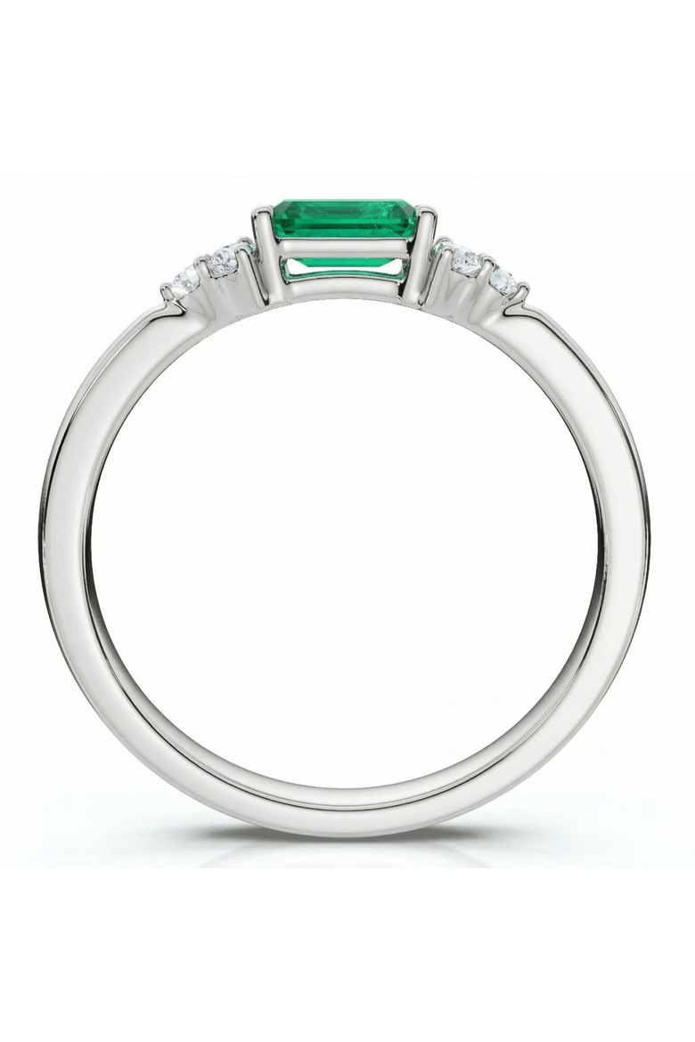 1/3Ct Thin Emerald Diamond Stackable Wedding Ring 14k Gold Lab Grown, Alternate, color, 14k White Gold
