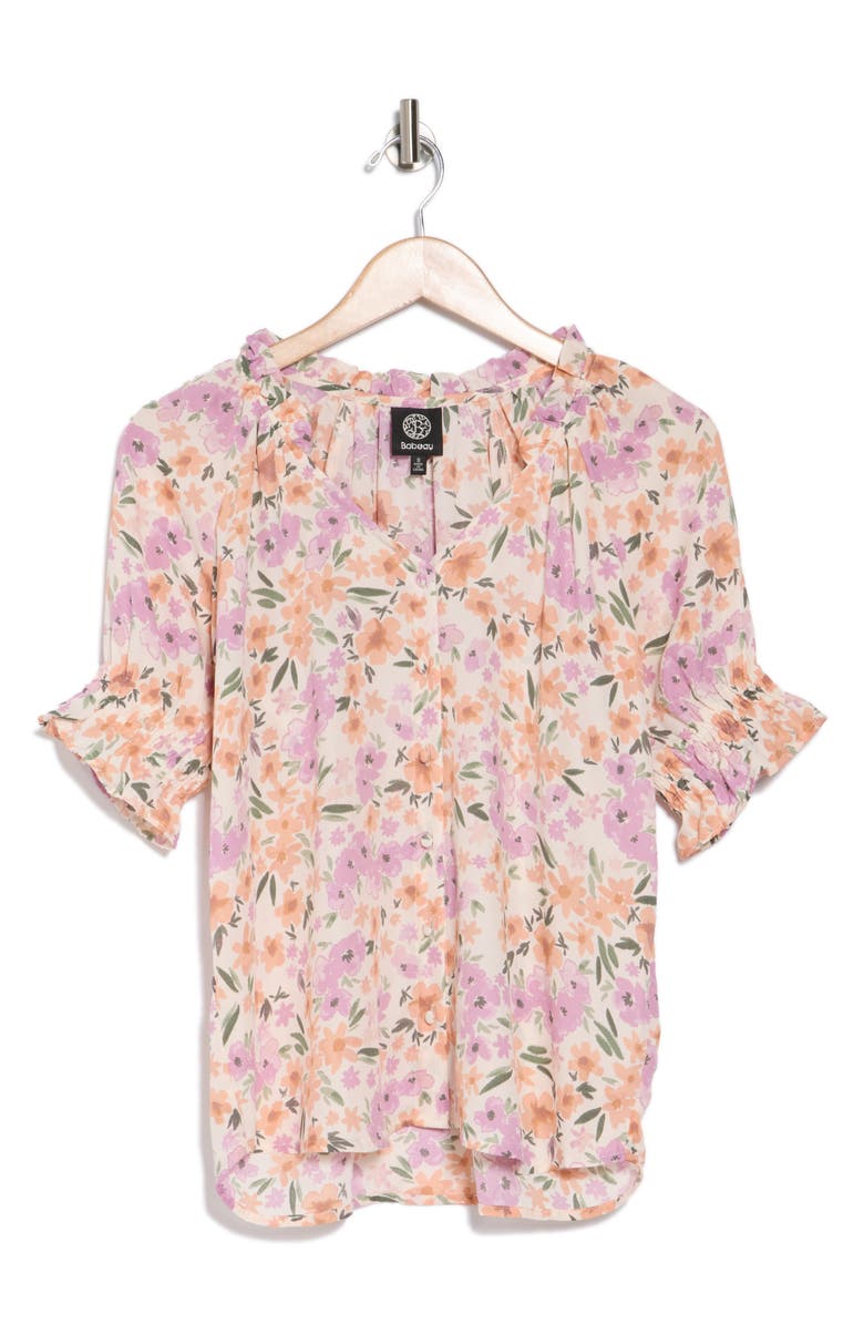 Bobeau Ruffle Button-Up Top, Alternate, color,