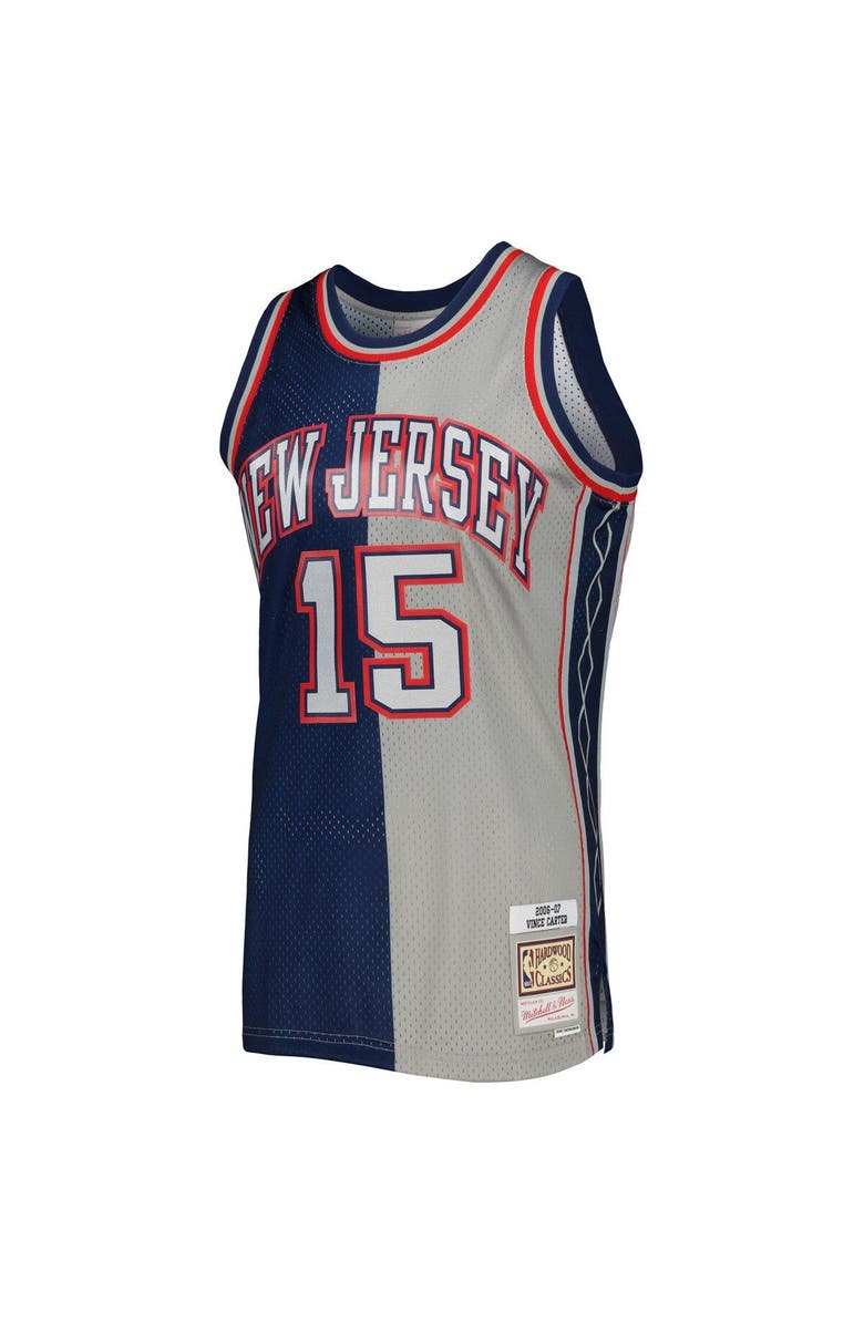 Mitchell & Ness Men's Mitchell & Ness Vince Carter Navy/Gray New Jersey Nets Hardwood Classics 2006/07 Split Swingman Jersey, Alternate, color, 