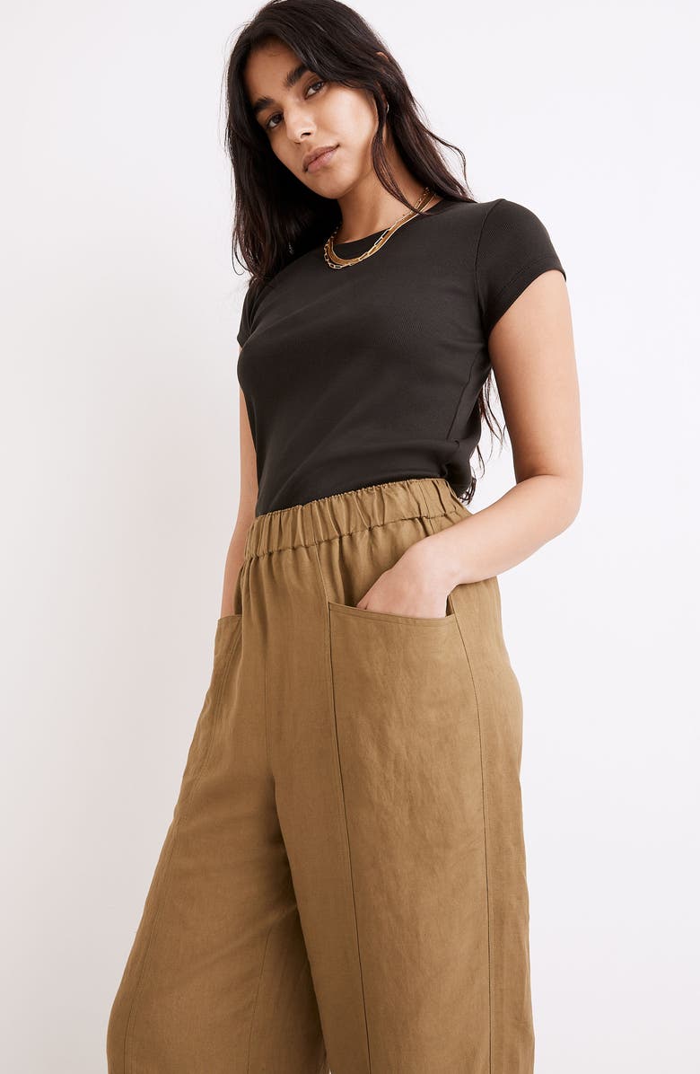 Madewell Linen Blend High Waist Wide Leg Pants, Alternate, color,