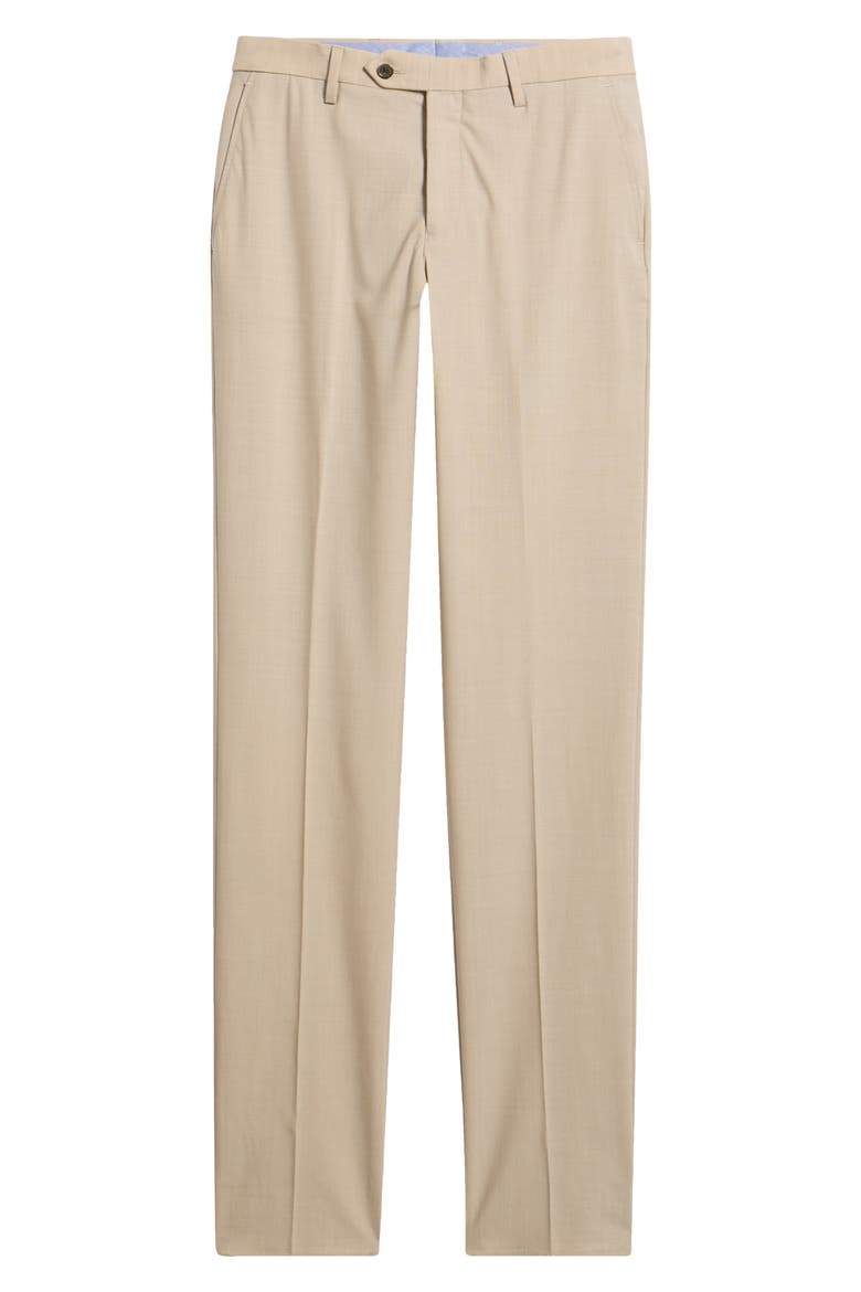 Flat Front Tropical Weight Stretch Wool Dress Pants, Main, color, TAN
