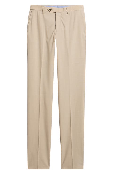 Flat Front Tropical Weight Stretch Wool Dress Pants