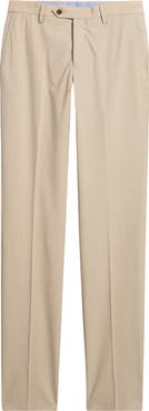 Berle Flat Front Tropical Weight Stretch Wool Dress Pants