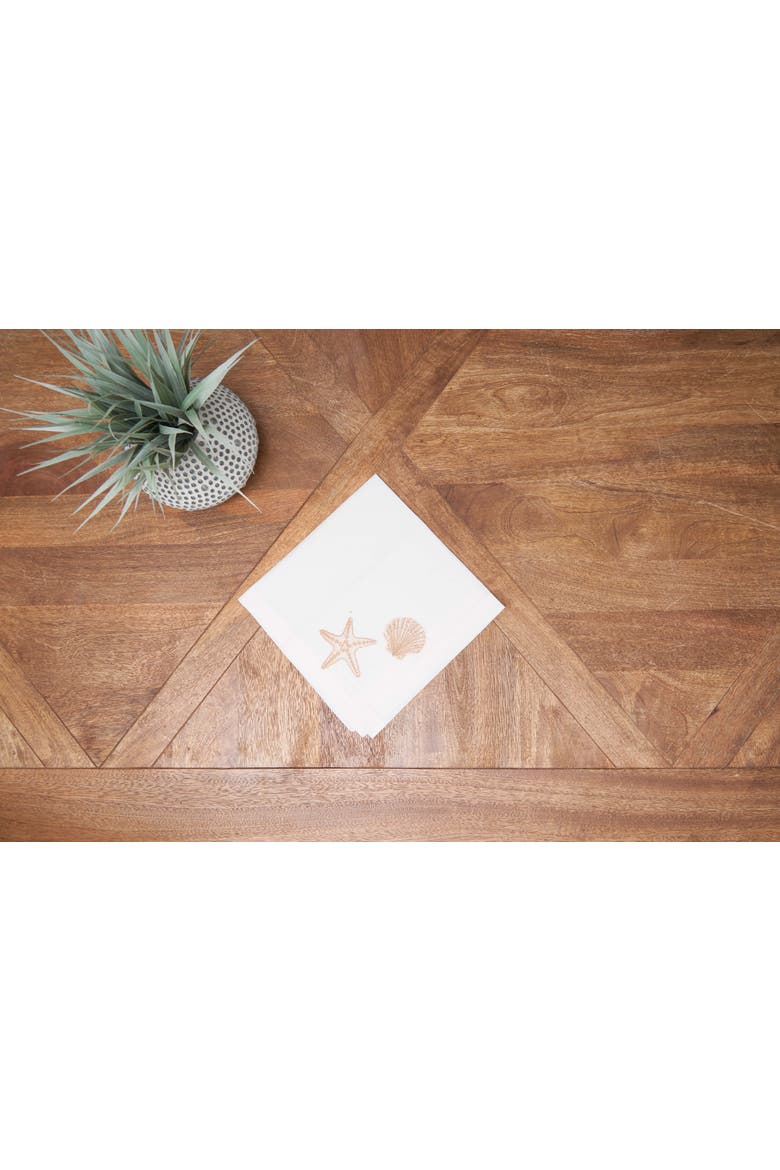 Sandy Coast Starfish & Shell Cloth Napkins Set of 6, Alternate, color, White