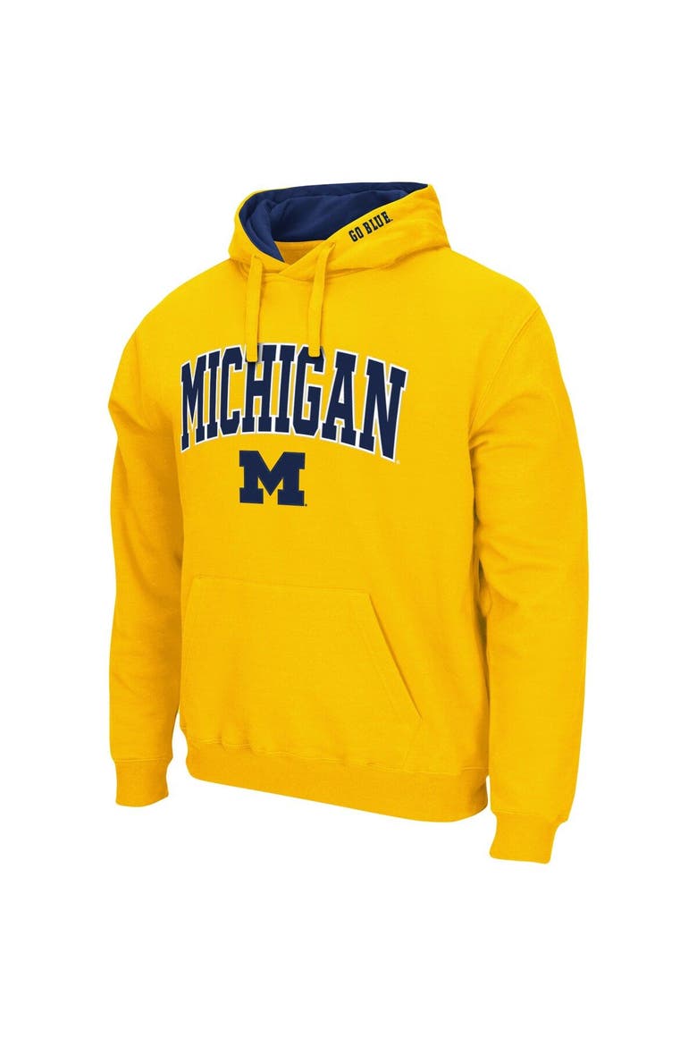 Men's Colosseum Maize Michigan Wolverines Arch & Logo 3.0 Pullover Hoodie, Alternate, color, Maize