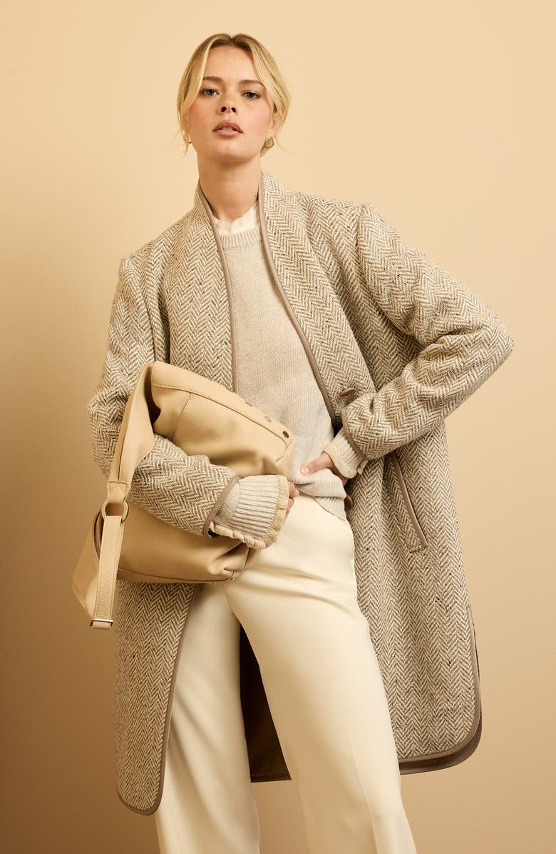 NIC+ZOE Herringbone Topcoat, Alternate, color, Sand Dune