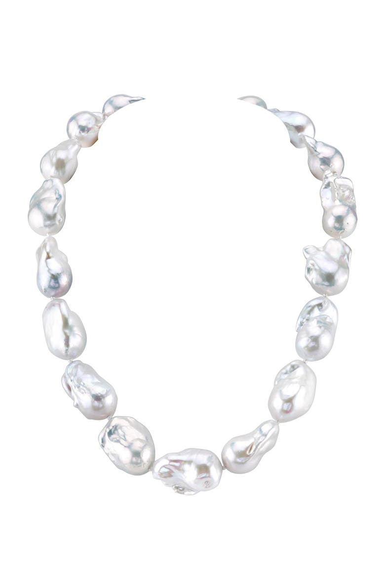 13-16mm White Baroque Freshwater Pearl Necklace - AAA Quality, Main, color, Sterling Silver Clasp