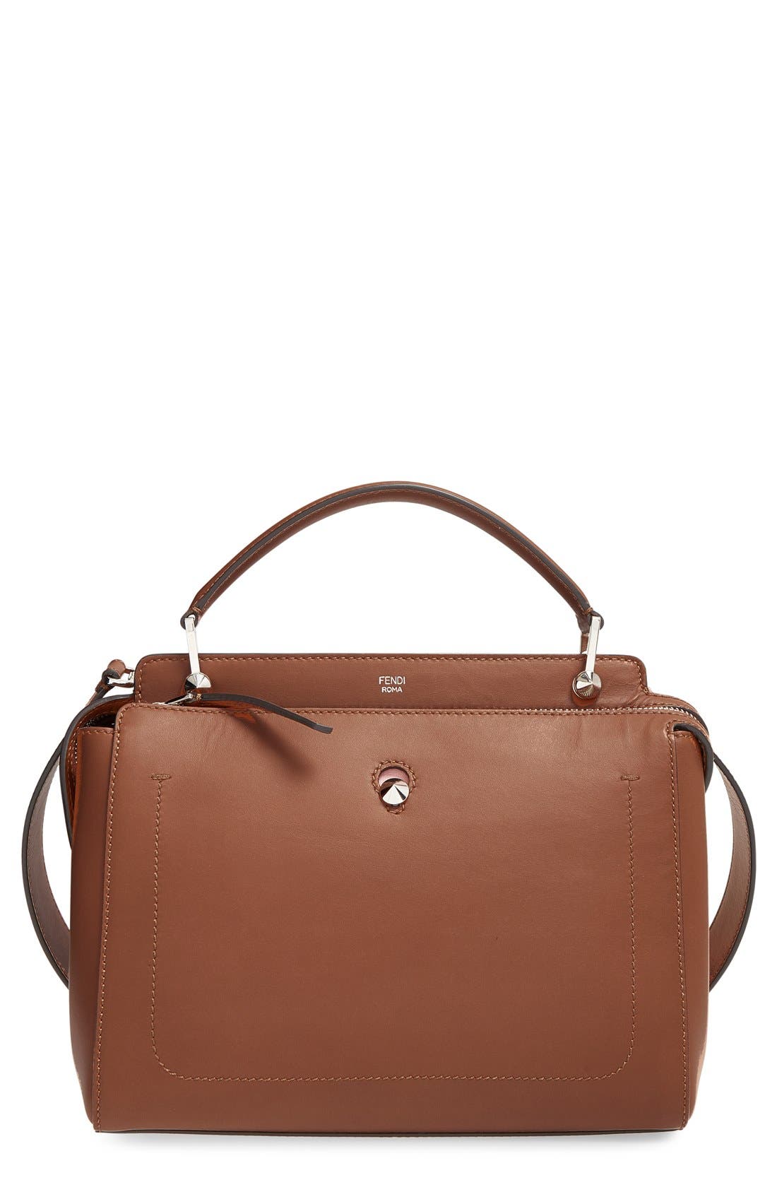 'DOTCOM' Leather Satchel, Main, color, BARK/ BUBBLE GUM