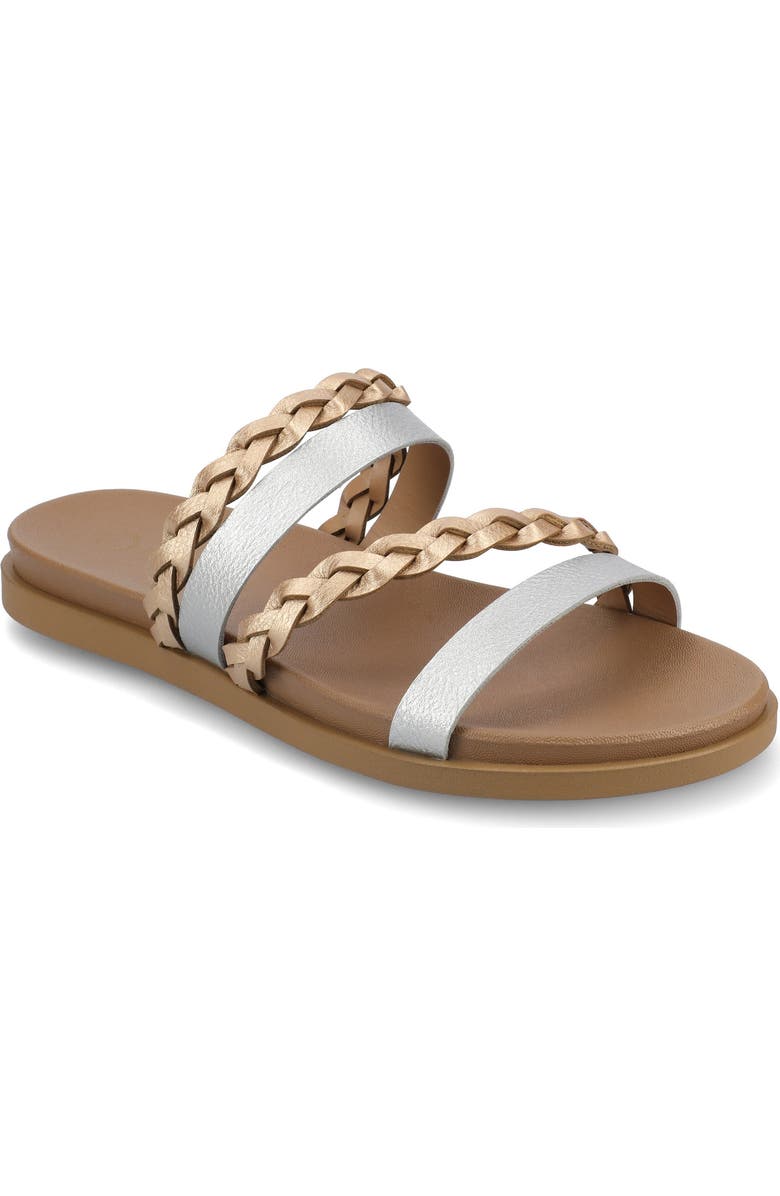 Journee Collection Colette Slide Sandal, Main, color, Silver