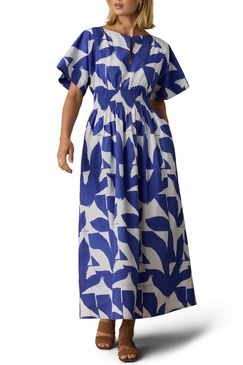 Elia Coastal Poplin A-Line Dress, Main, color, SUMMER LEAF
