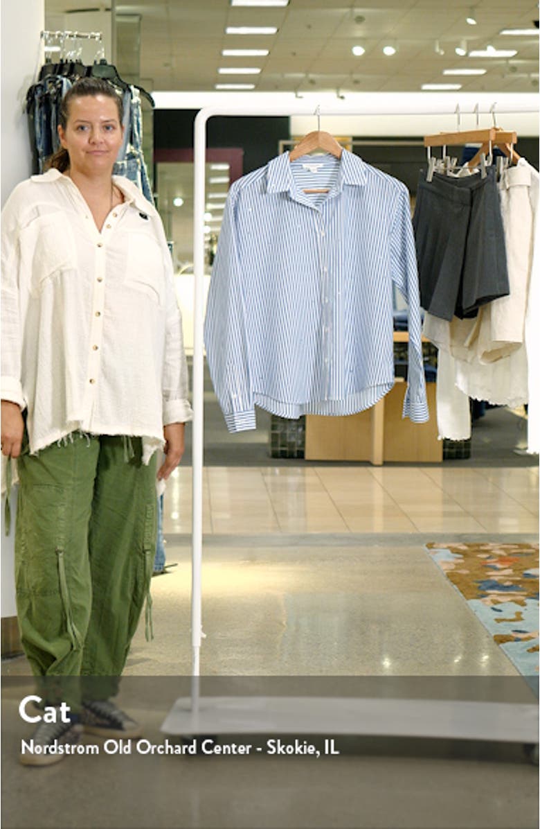 Irene Rhinestone Stripe Cotton Blend Button-Up Shirt, sales video thumbnail