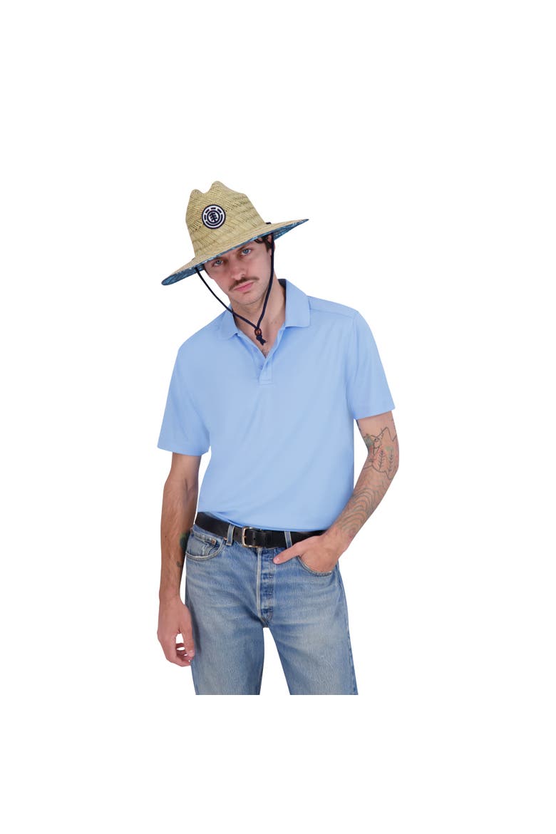 Woven Seagrass Lifeguard Hat with Camo Under Brim and Braided Chin Cord, Alternate, color, BLUE