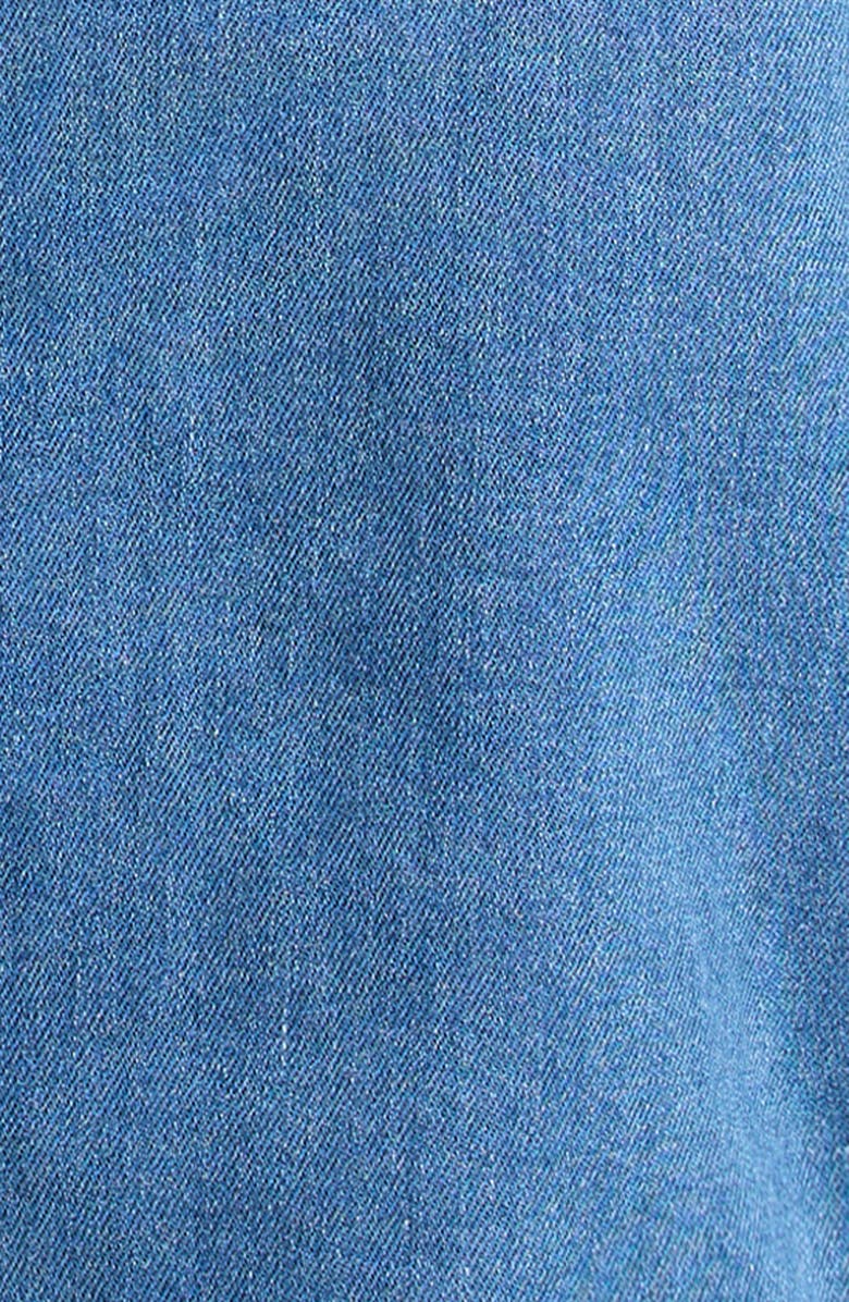 Moncler Kids' Long Sleeve Stretch Denim Snap-Up Shirt, Alternate, color, Blue