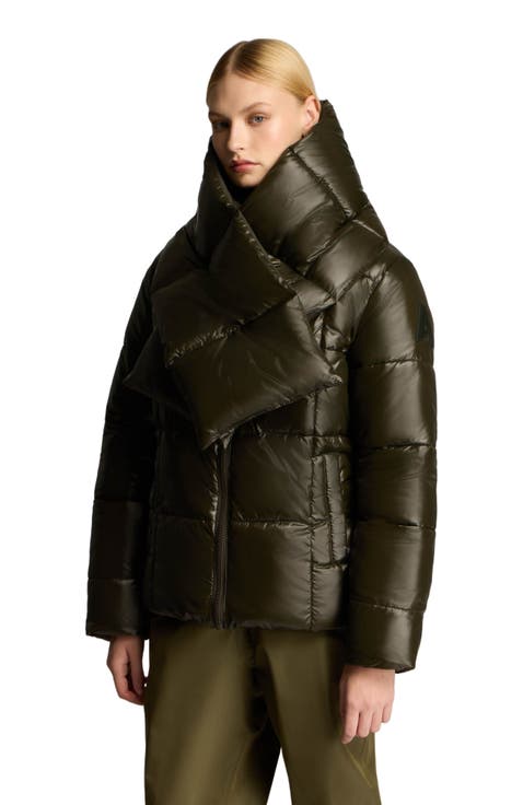 Winekka 2-in-1 Reversible Puffer with Oversized Removable Scarf