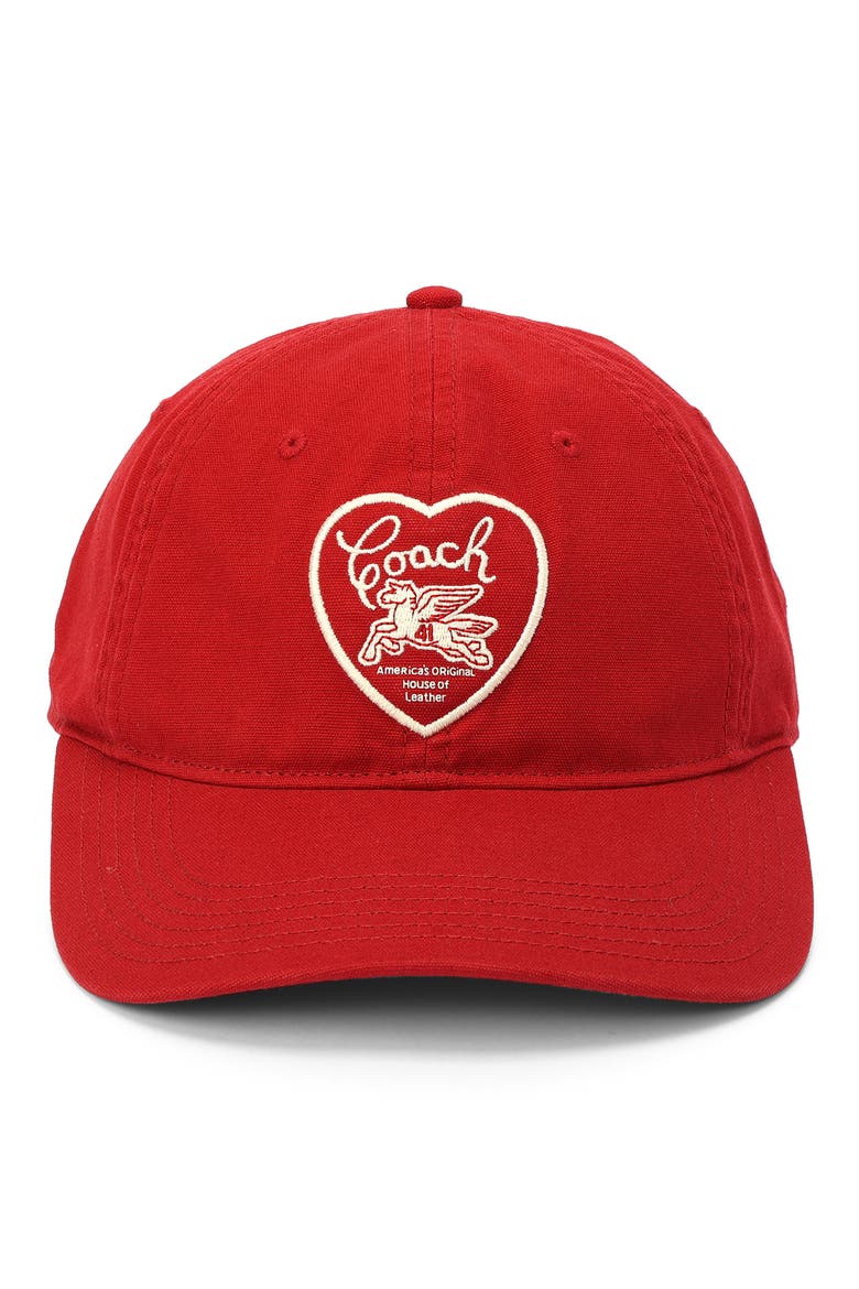 Peggy Heart Patch Cotton Twill Baseball Cap, Alternate, color, RED CHALK