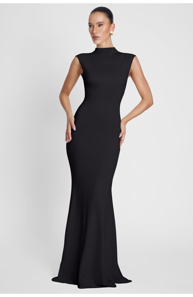 LEAU Como Cap Sleeve Maxi Dress, Alternate, color, Black