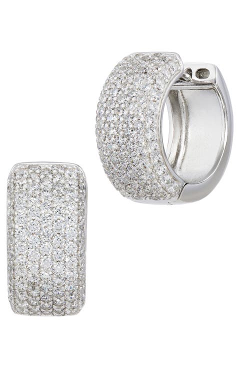 Pavé Cubic Zirconia Hoop Earrings