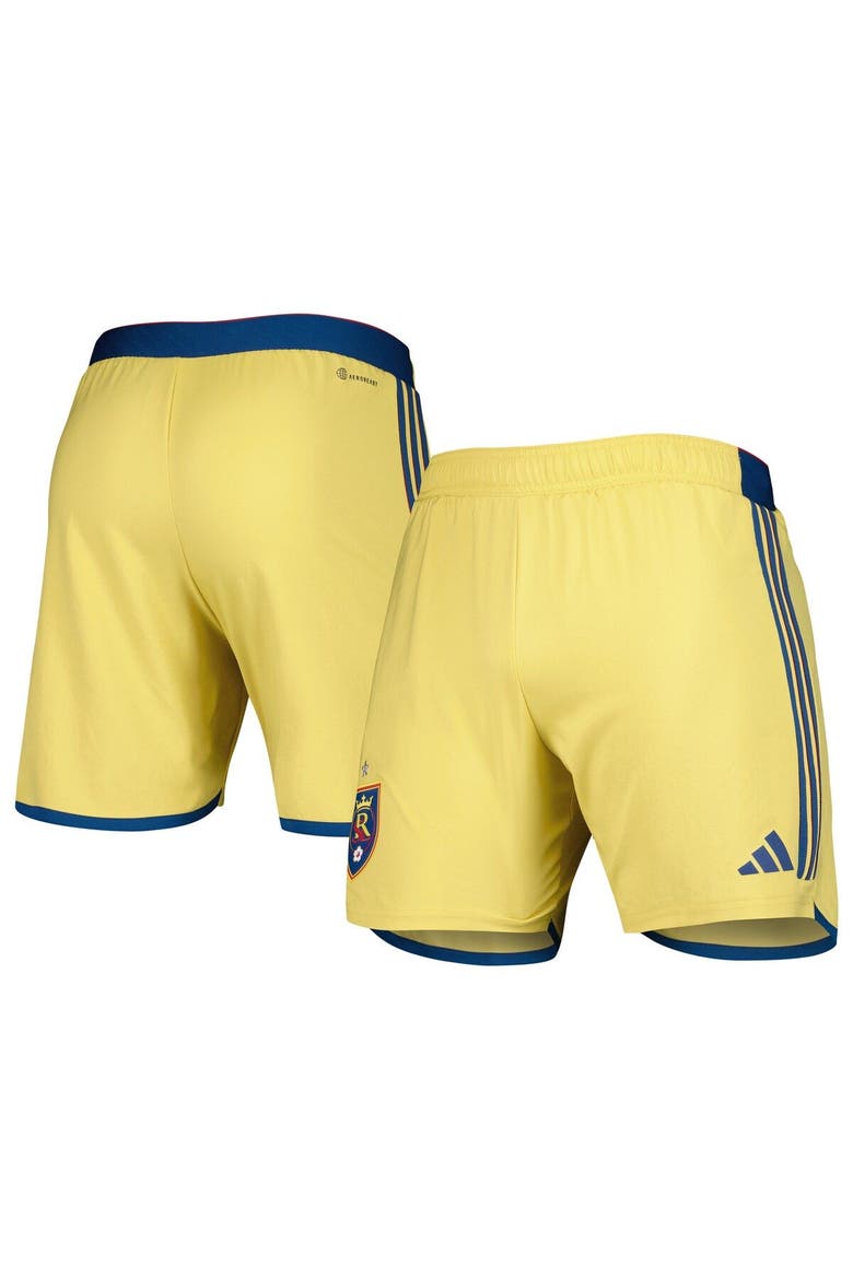 Men's adidas Gold Real Salt Lake 2023 Away AEROREADY Authentic Shorts, Main, color, Gold