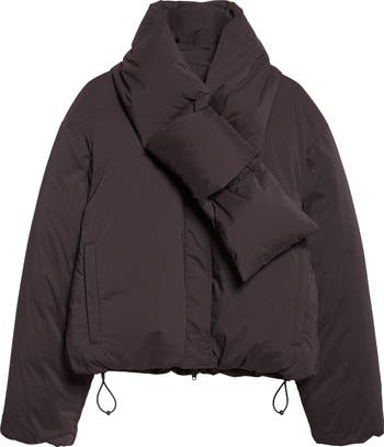 Alexander Wang Crop Puffer Jacket With Removable Scarf Nordstrom