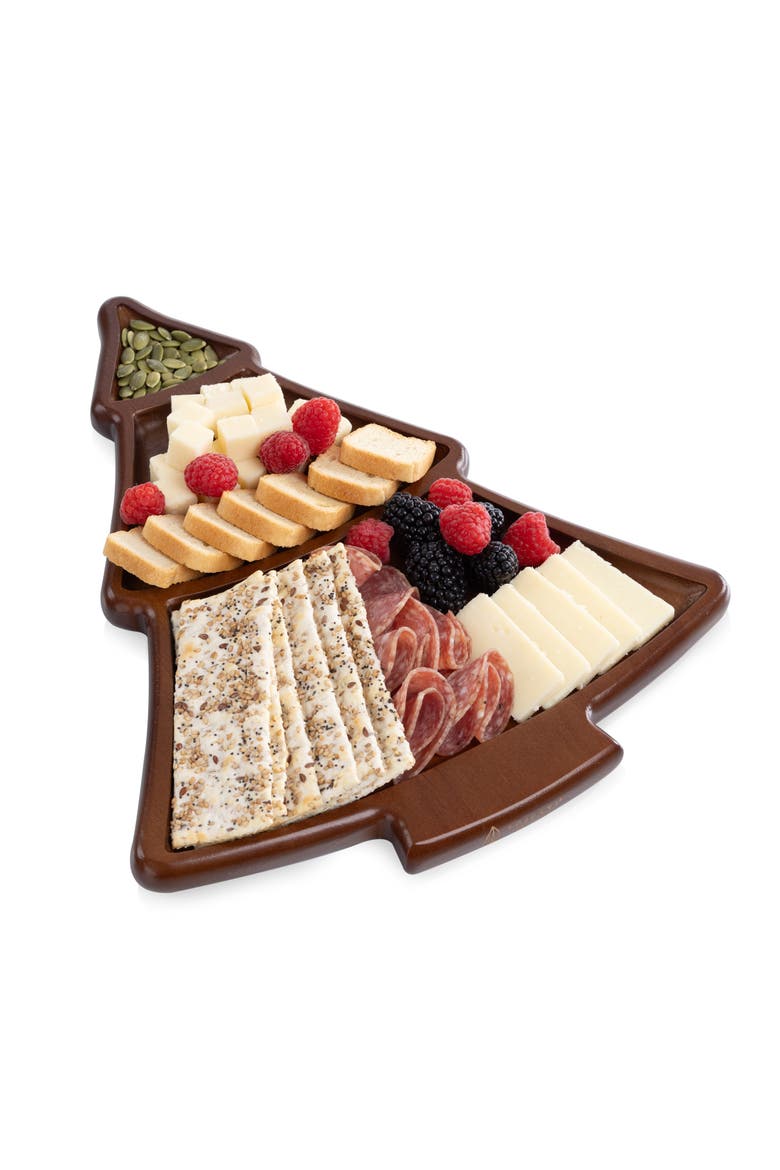 Christmas Tree Sectioned Serving Tray, Alternate, color, Stained Parawood