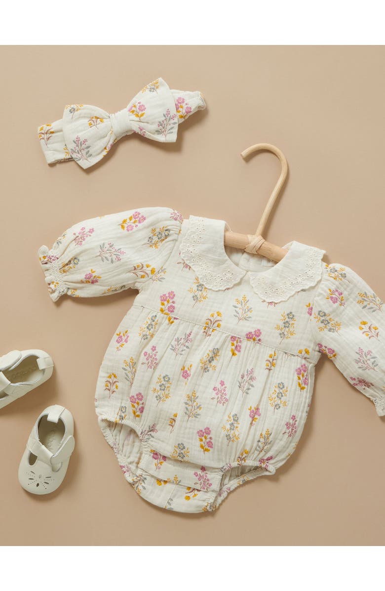 Purebaby Crinkle Cotton Bodysuit & Headband, Alternate, color, Posie Floral