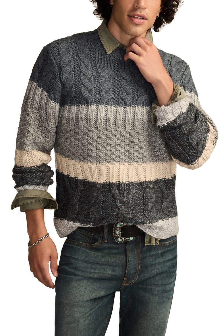 Cable Stitch Sweater, Alternate, color, TURBULENCE