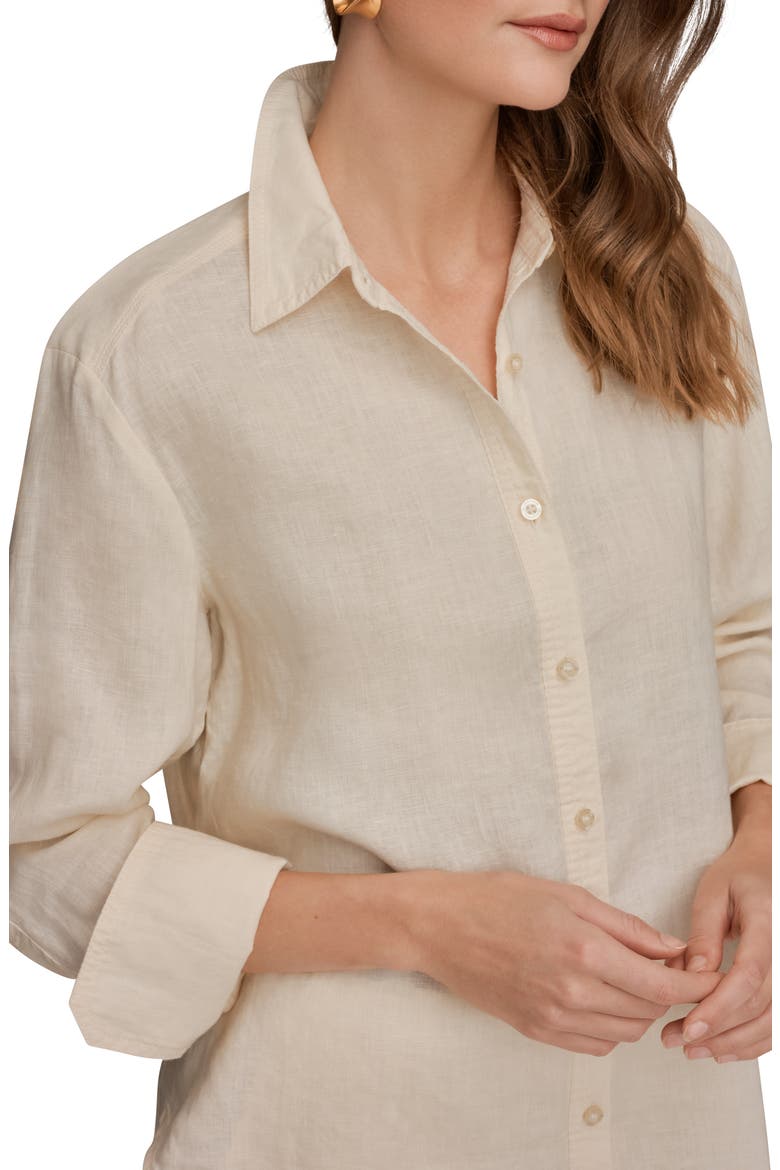 Linen Button-Up Shirt, Alternate, color, BUTTERCREAM