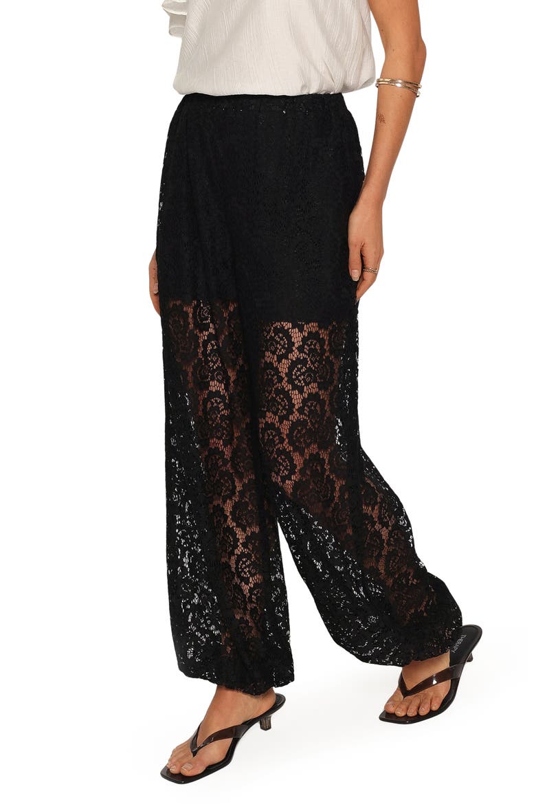 Chloe High Waist Balloon Lace Pants, Alternate, color, BLACK